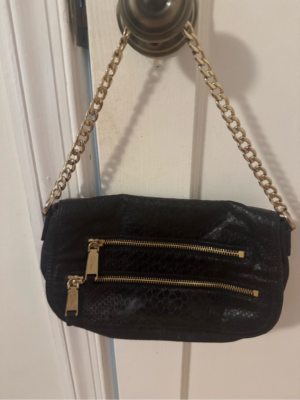 Women’s Cole Haan snake skin leather bag  with chain handle